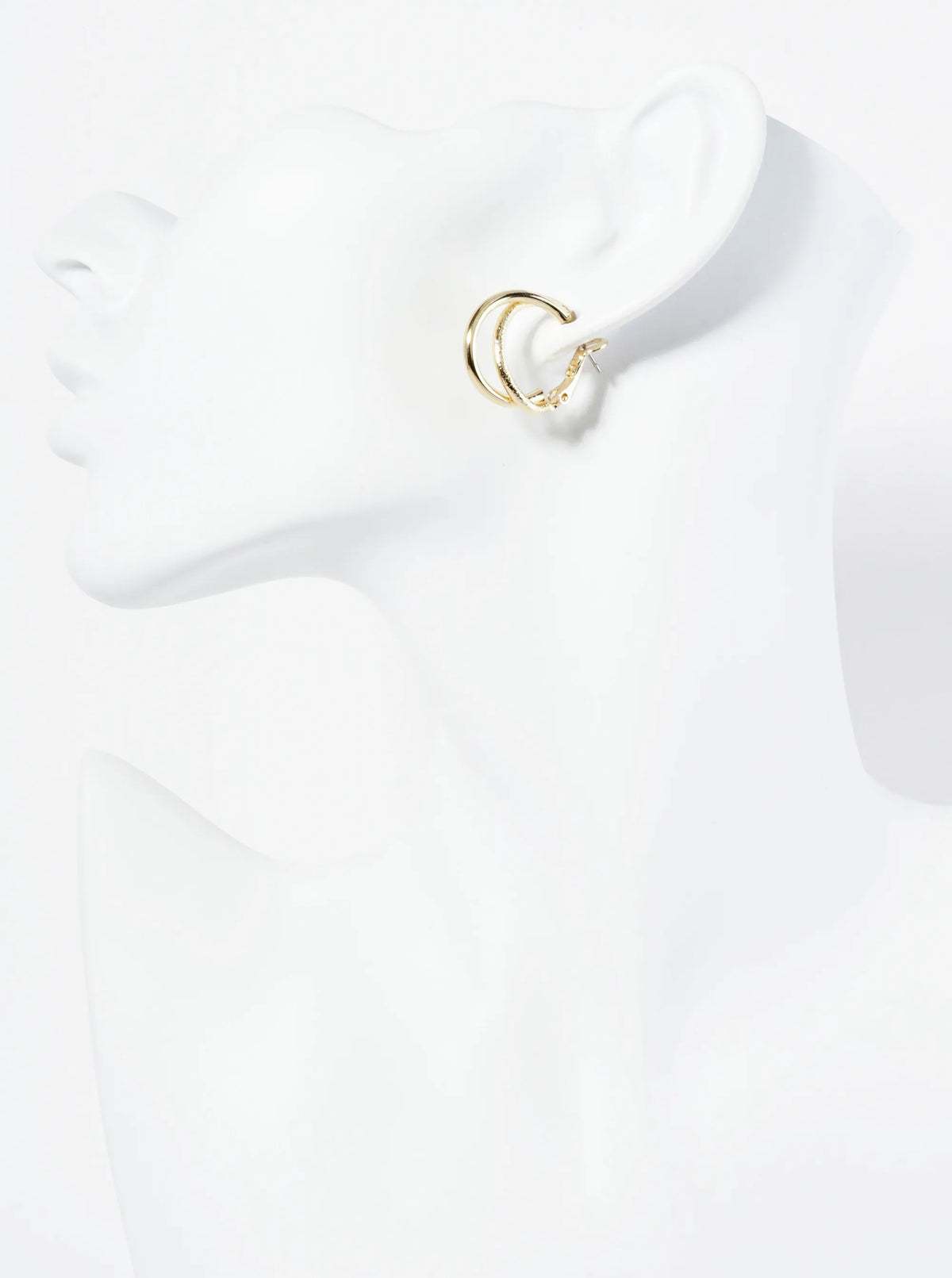 20mm Textured 14K-Gold-Dipped Two Interlocking Latch-Back Hoop Earrings