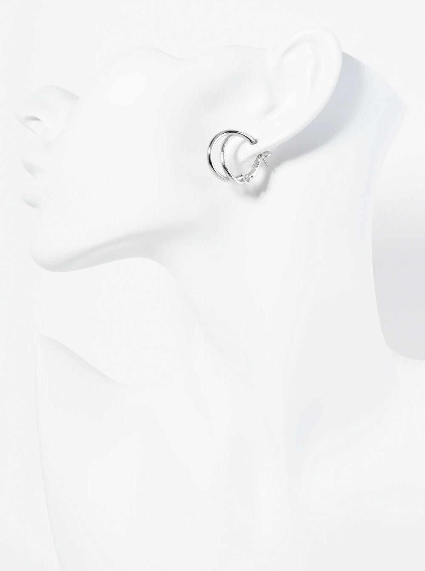 20mm Textured 14K-Gold-Dipped Two Interlocking Latch-Back Hoop Earrings