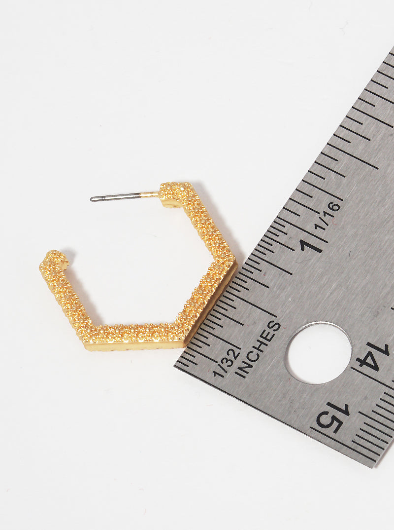 20mm Textured Metal Hexagon Hoop Earrings
