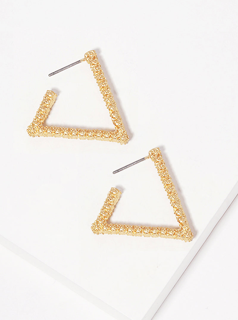 20mm Textured Metal Triangle Hoop Earrings