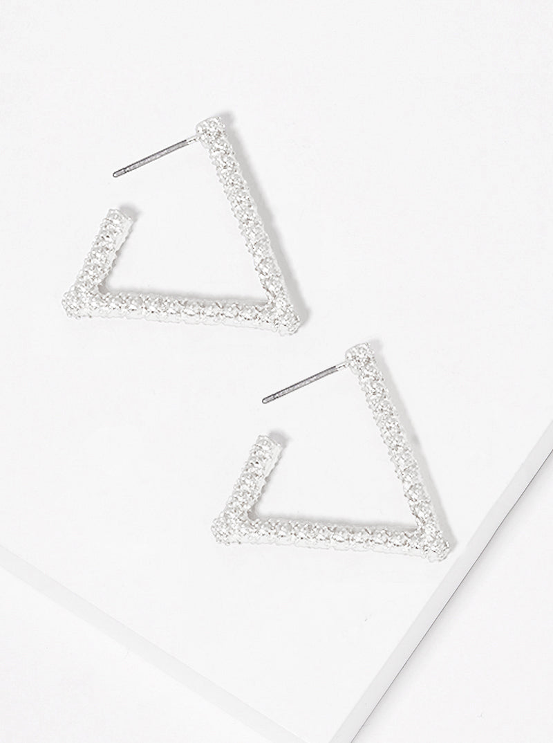 20mm Textured Metal Triangle Hoop Earrings