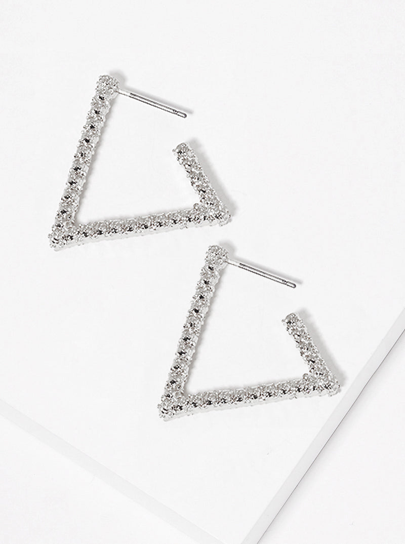 20mm Textured Metal Triangle Hoop Earrings