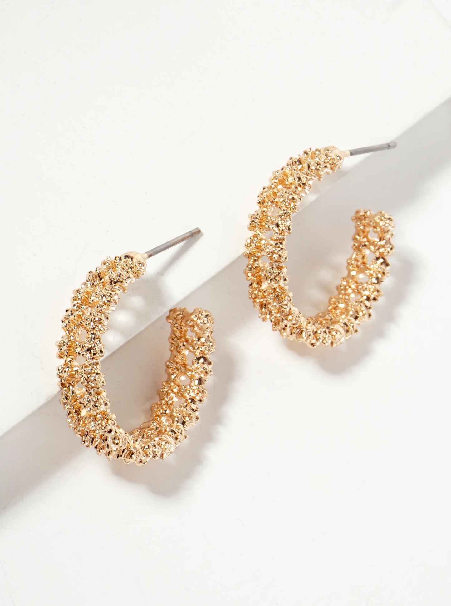 20mm Textured Open Hoop Earrings