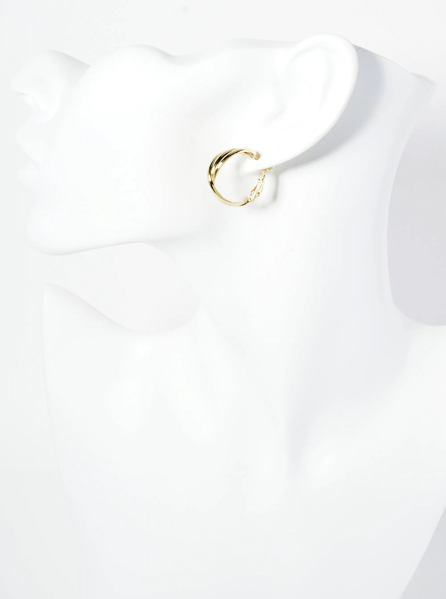 20mm Three Twisted Lines 14K-Gold-Dipped Latch-Back Hoop Earrings