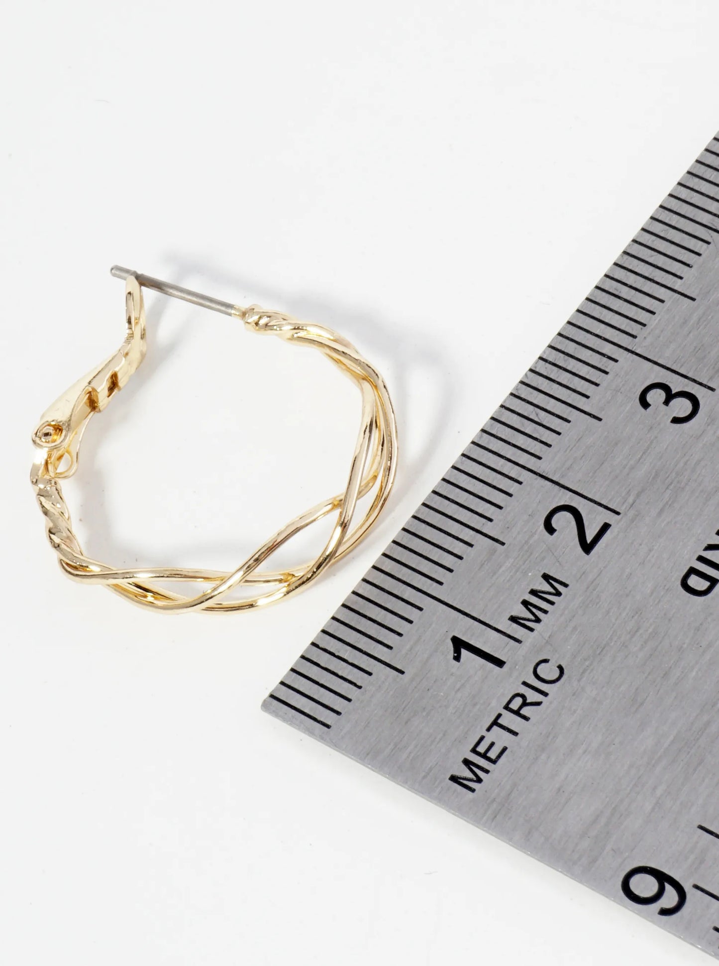 20mm Triple Wire Wrapped 14K-Gold-Dipped Latch Back Hoop Earrings