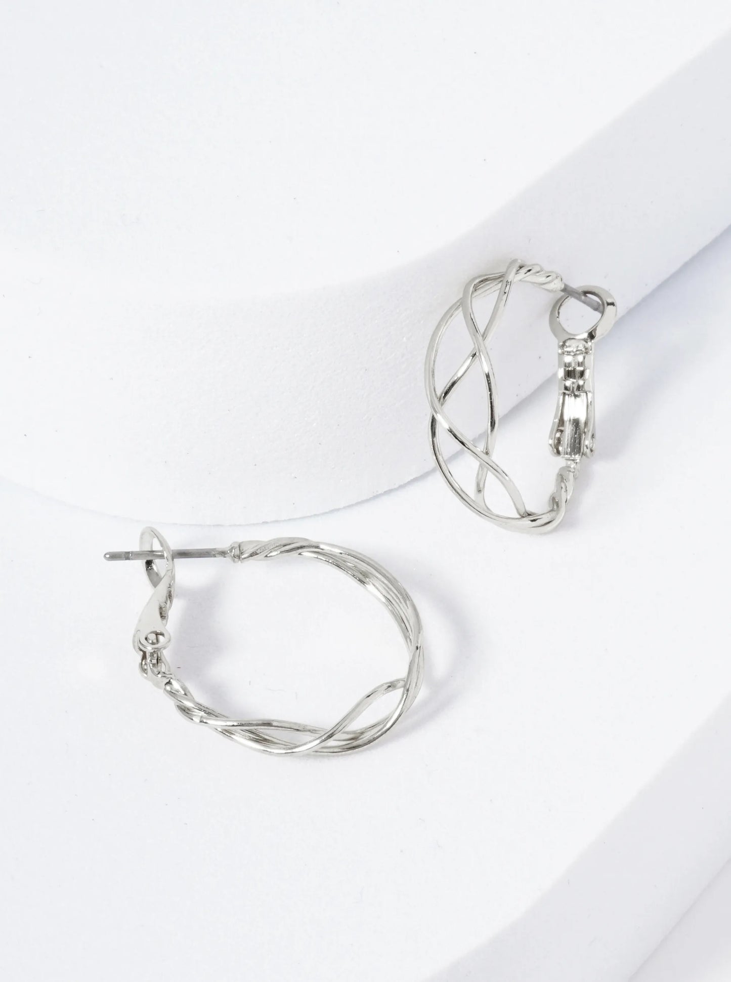 20mm Triple Wire Wrapped 14K-Gold-Dipped Latch Back Hoop Earrings
