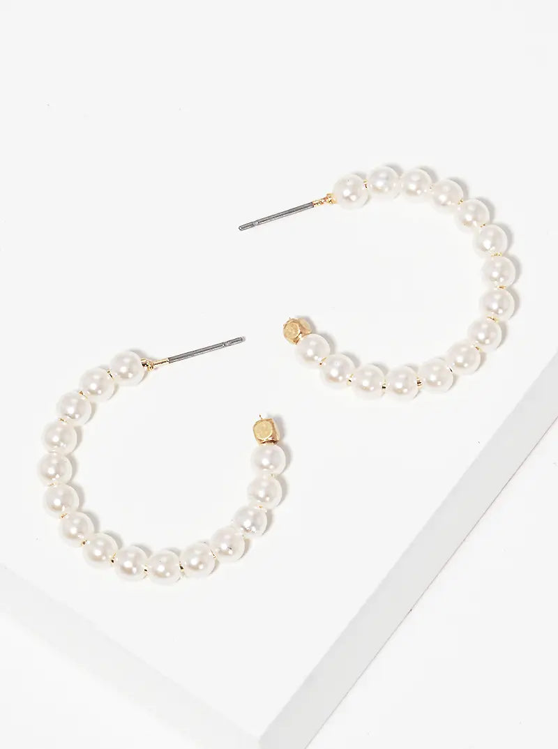 20mm Acrylic Pearl Round Hoop Earrings