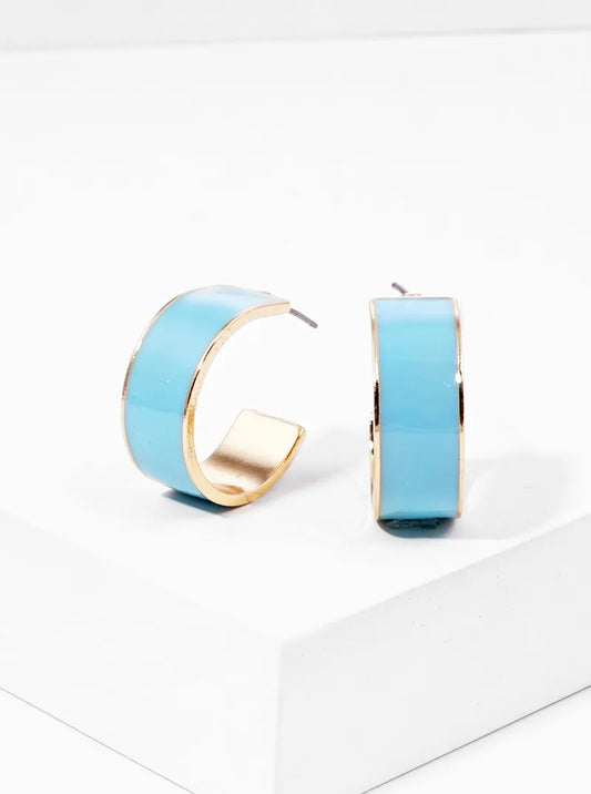 20mm Enamel Filled Metal Open Hoop Earrings