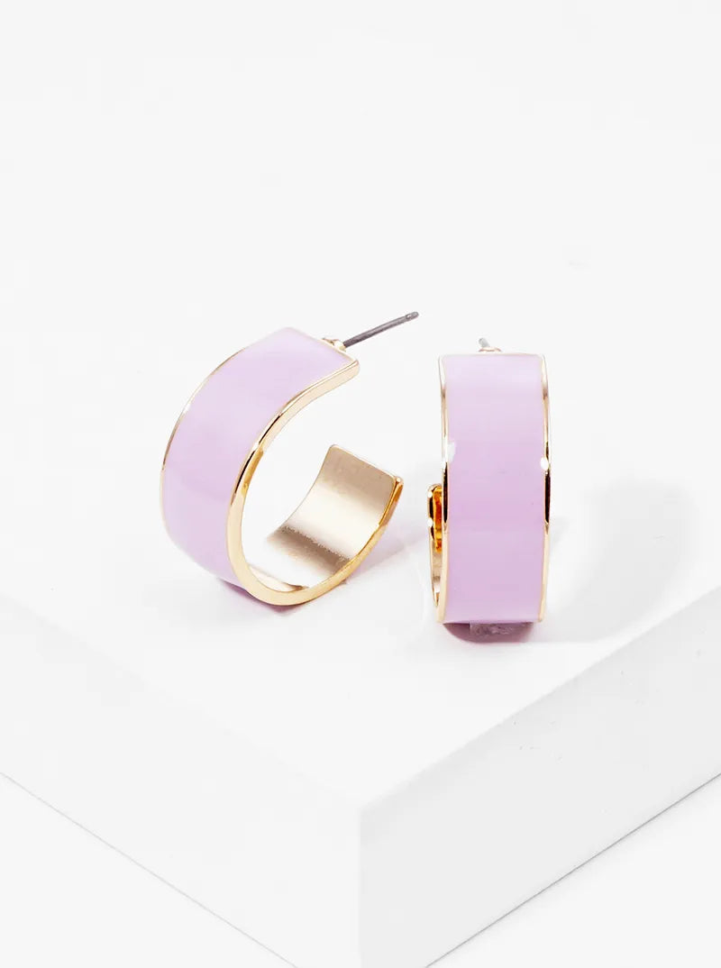 20mm Enamel Filled Metal Open Hoop Earrings