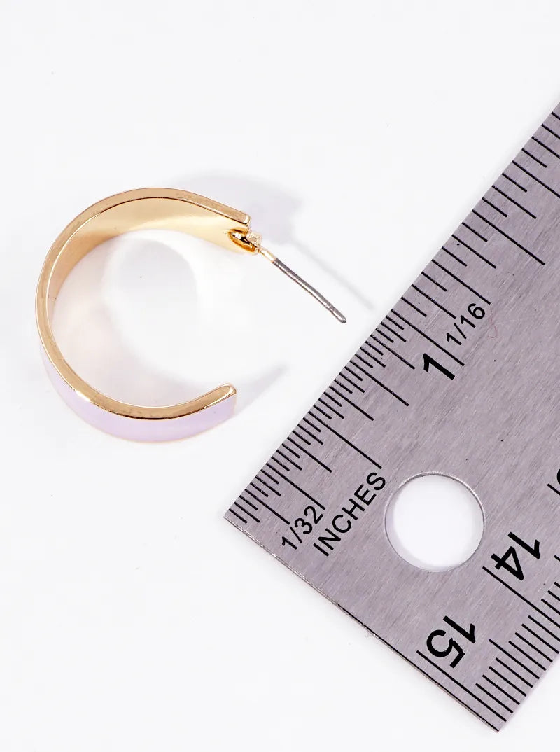 20mm Enamel Filled Metal Open Hoop Earrings