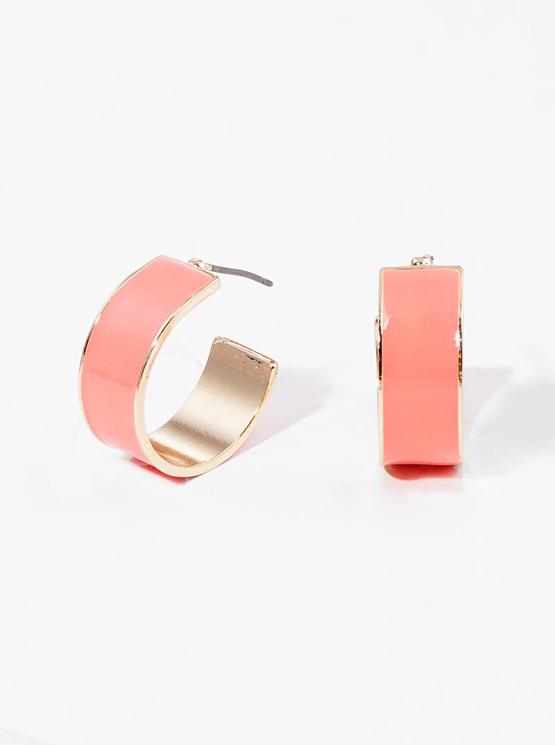 20mm Enamel Filled Metal Open Hoop Earrings