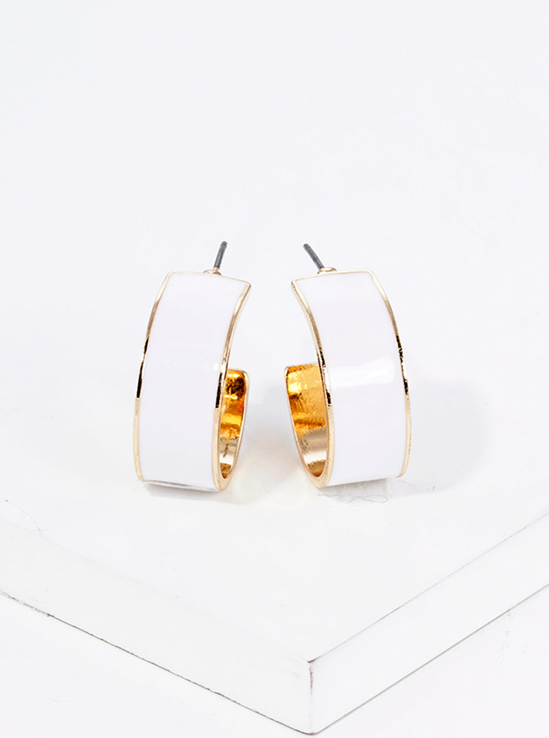 20mm Enamel Filled Metal Open Hoop Earrings