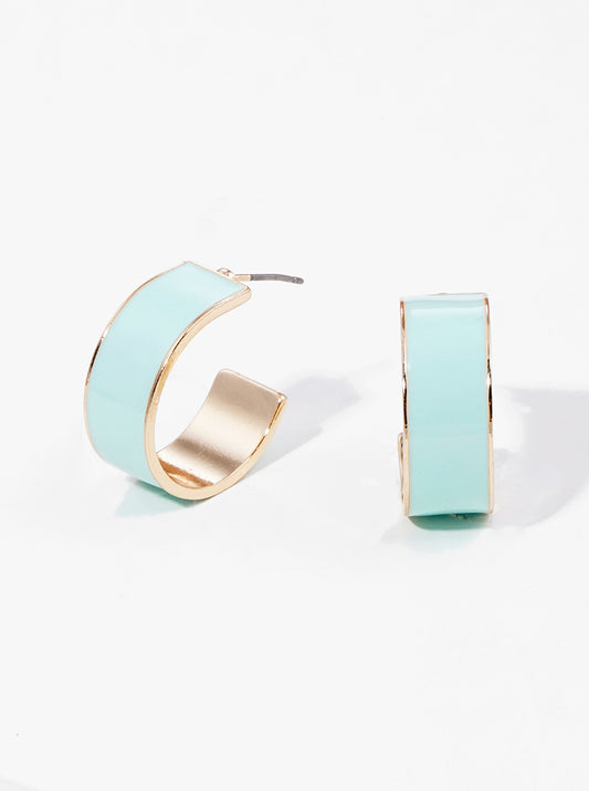 20mm Enamel Filled Metal Open Hoop Earrings