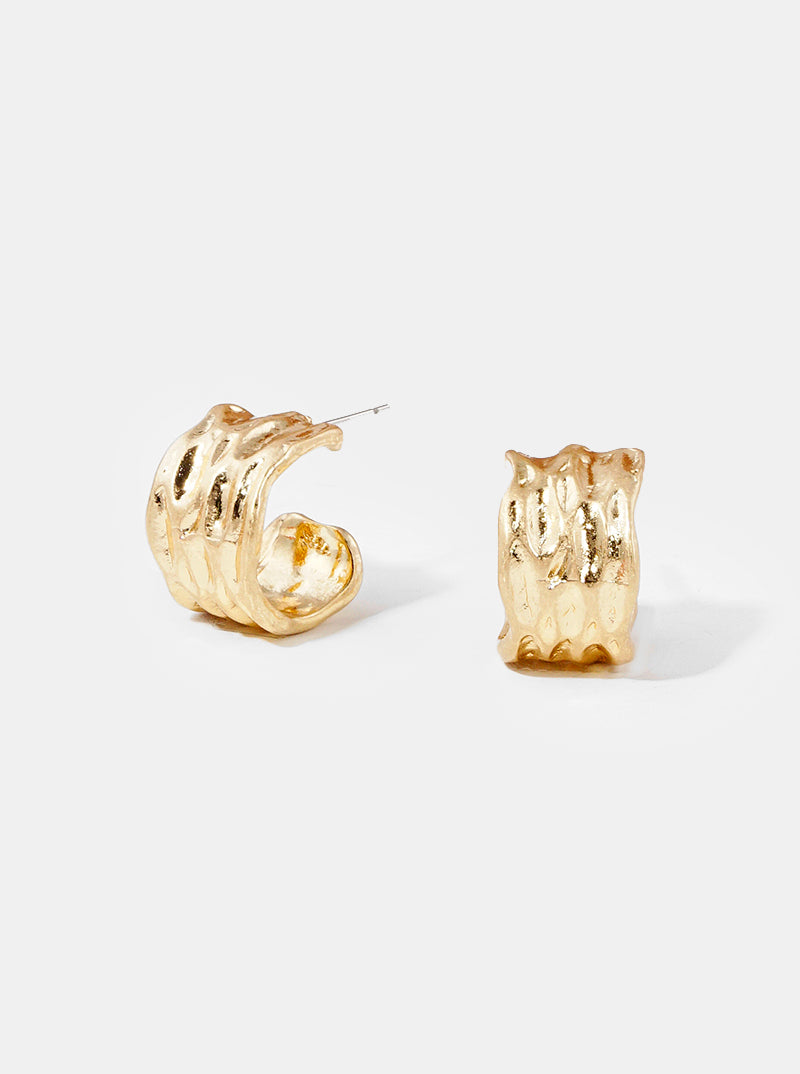 20mm Organic Shape Textured Metal Hoop Earrings