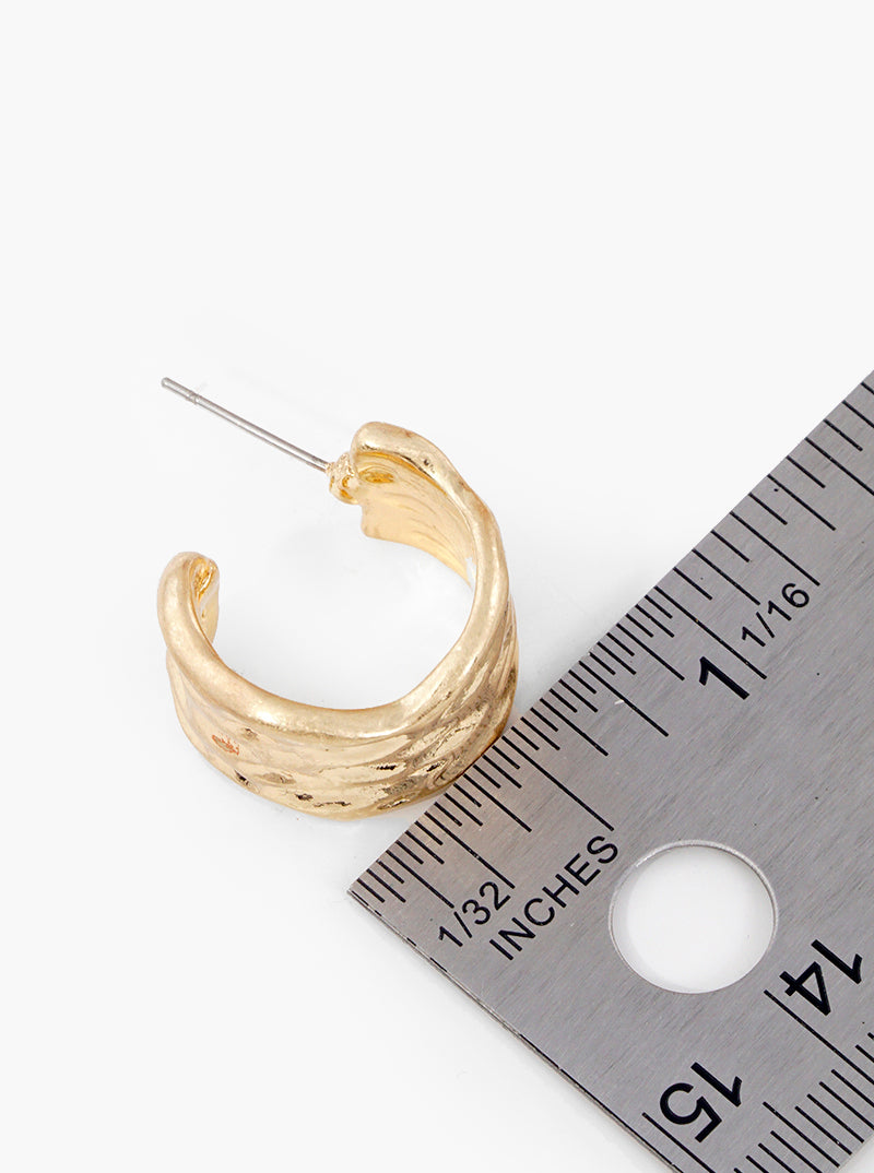 20mm Organic Shape Textured Metal Hoop Earrings