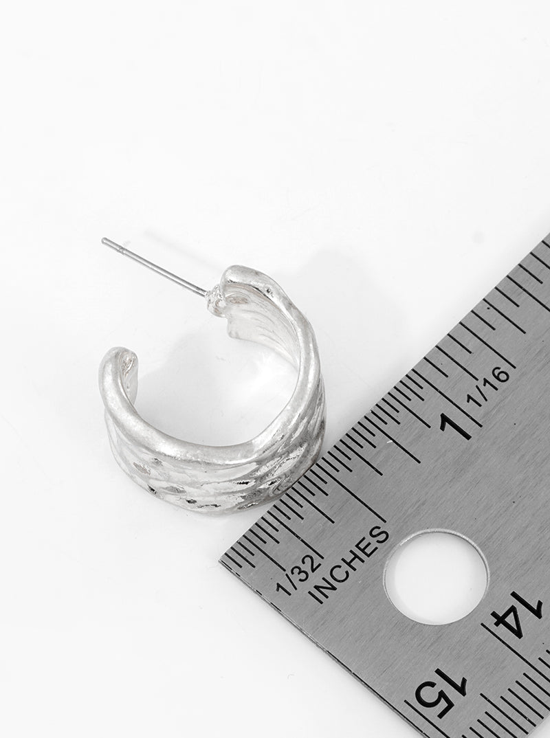 20mm Organic Shape Textured Metal Hoop Earrings