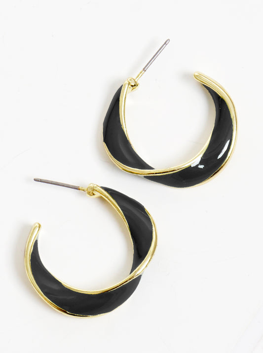 20mm Polished Metal Enamel Filled Twist Hoop Earrings