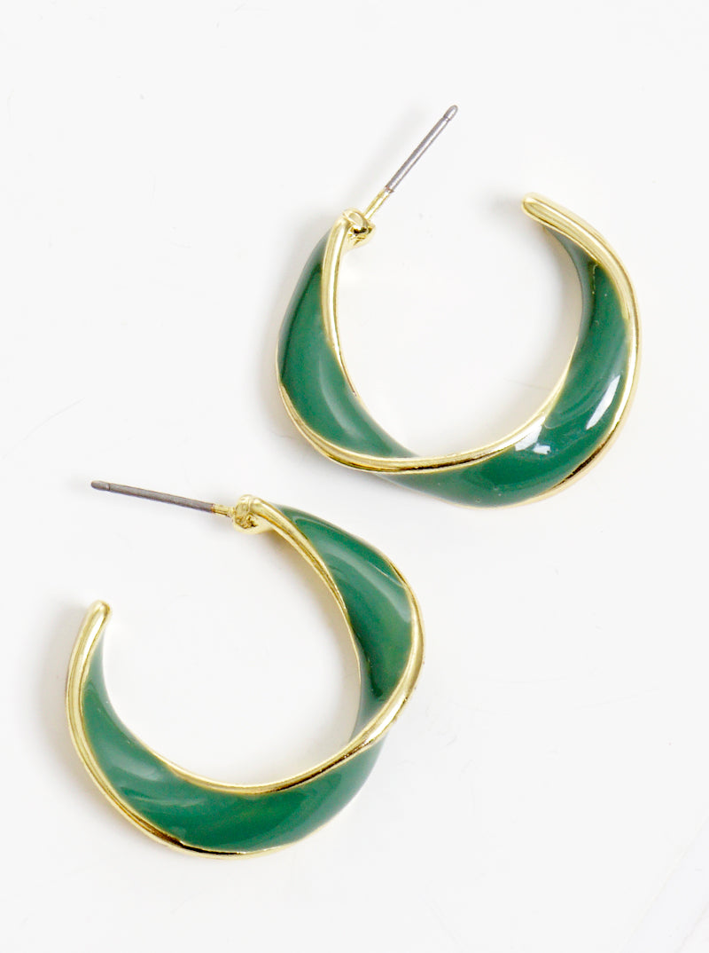 20mm Polished Metal Enamel Filled Twist Hoop Earrings