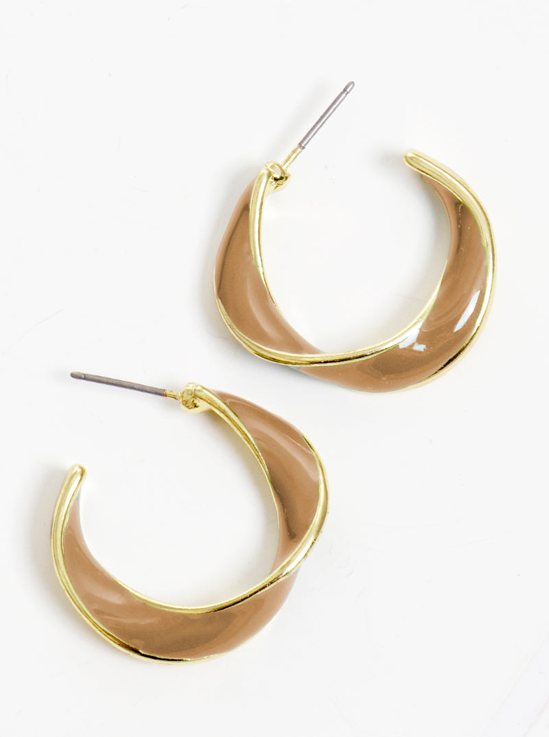 20mm Polished Metal Enamel Filled Twist Hoop Earrings