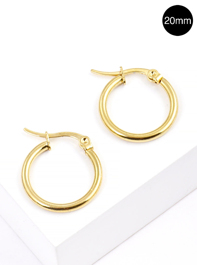 20mm Round Stainless Steel Latch Back Hoop Earrings