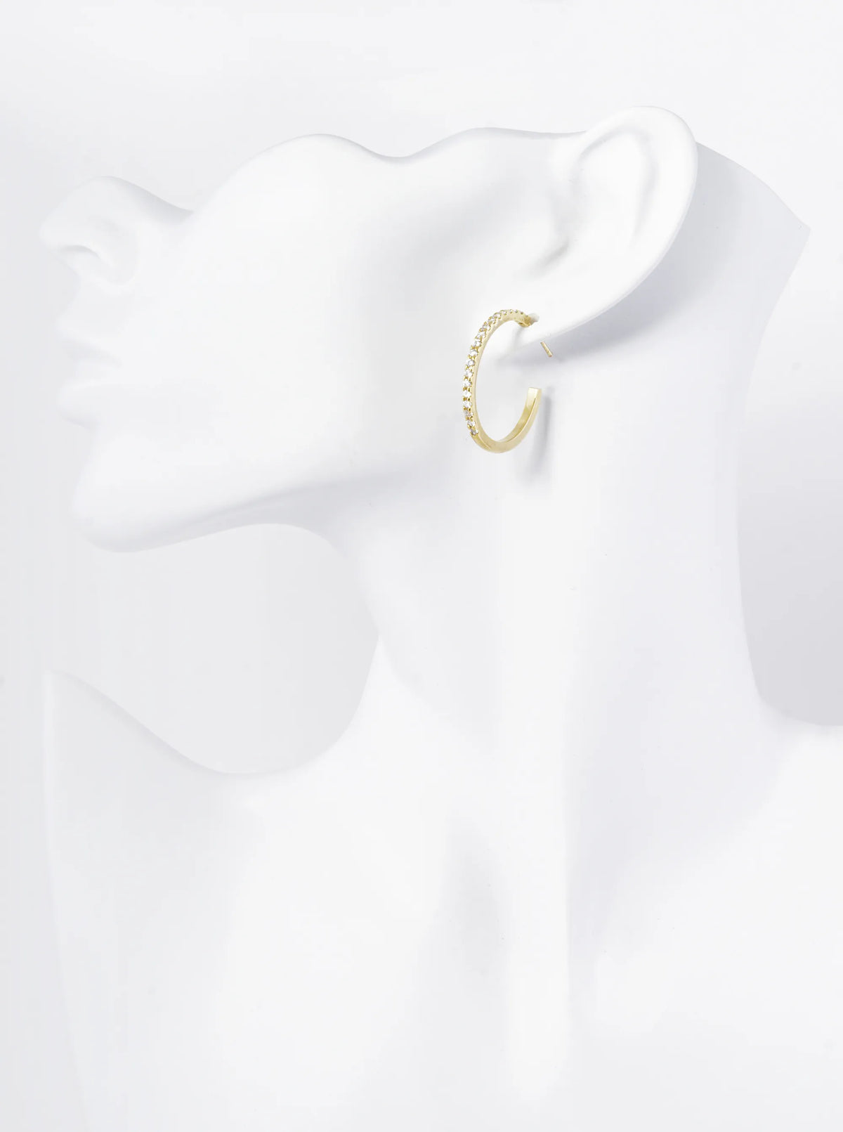 22mm 18K Gold Dipped Pave Set Cubic Zirconia Open Hoop Earrings