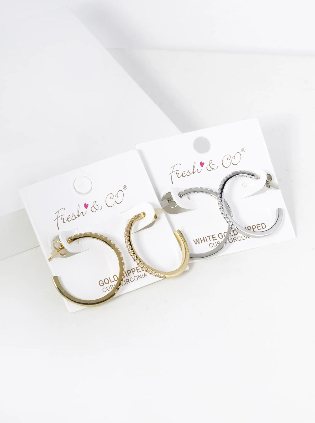 22mm 18K Gold Dipped Pave Set Cubic Zirconia Open Hoop Earrings