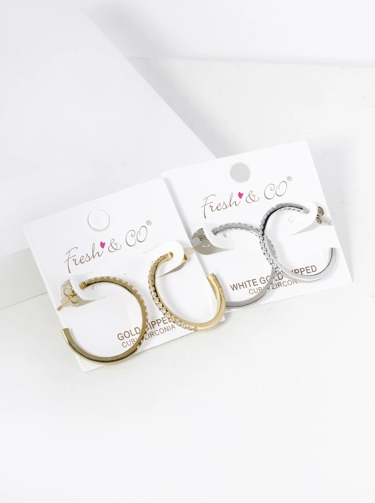 22mm 18K Gold Dipped Pave Set Cubic Zirconia Open Hoop Earrings