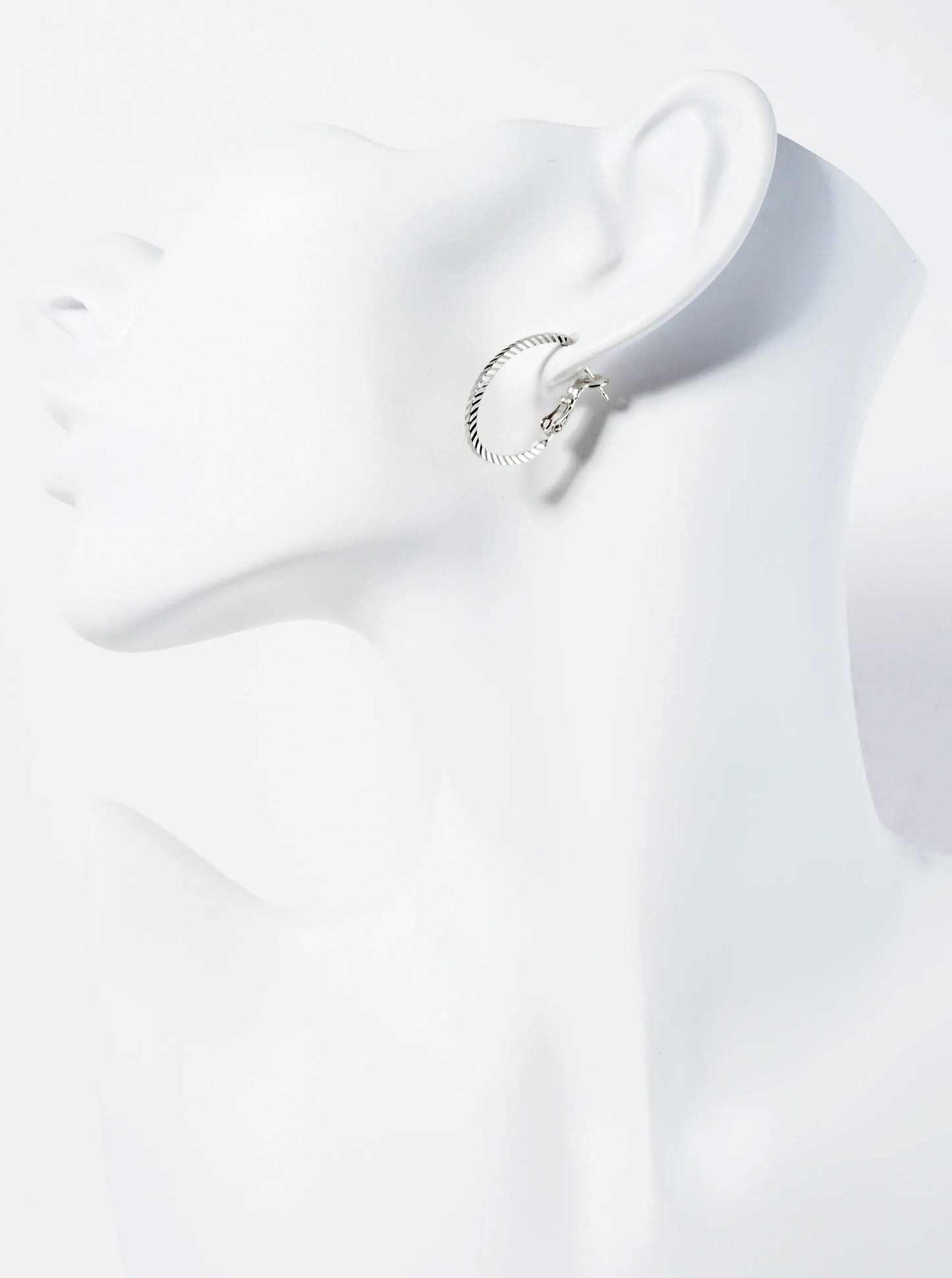 23mm 14K-Gold-Dipped Diagonal-Texture Oval Latch-Back Hoop Earrings