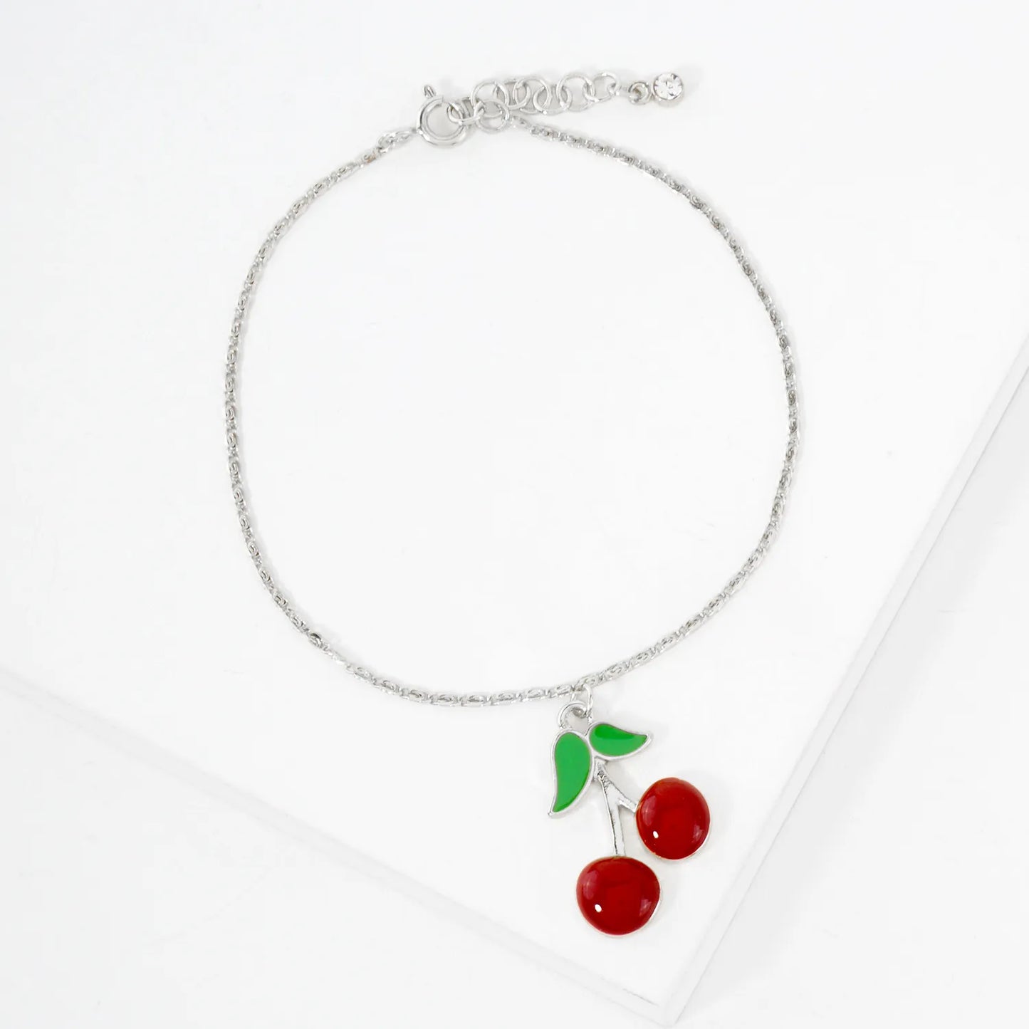 23mm Enamel Cherry Charm 18K-Gold-Dipped Brass Bracelet