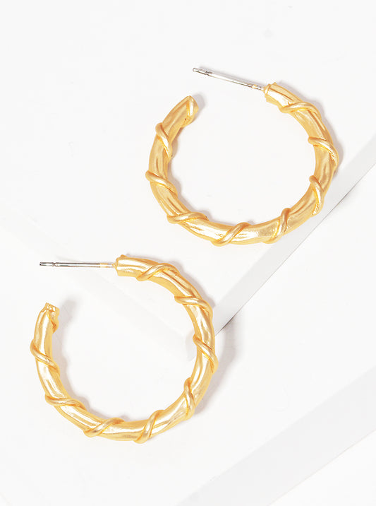 25MM TEXTURED METAL HOOP EARRINGS