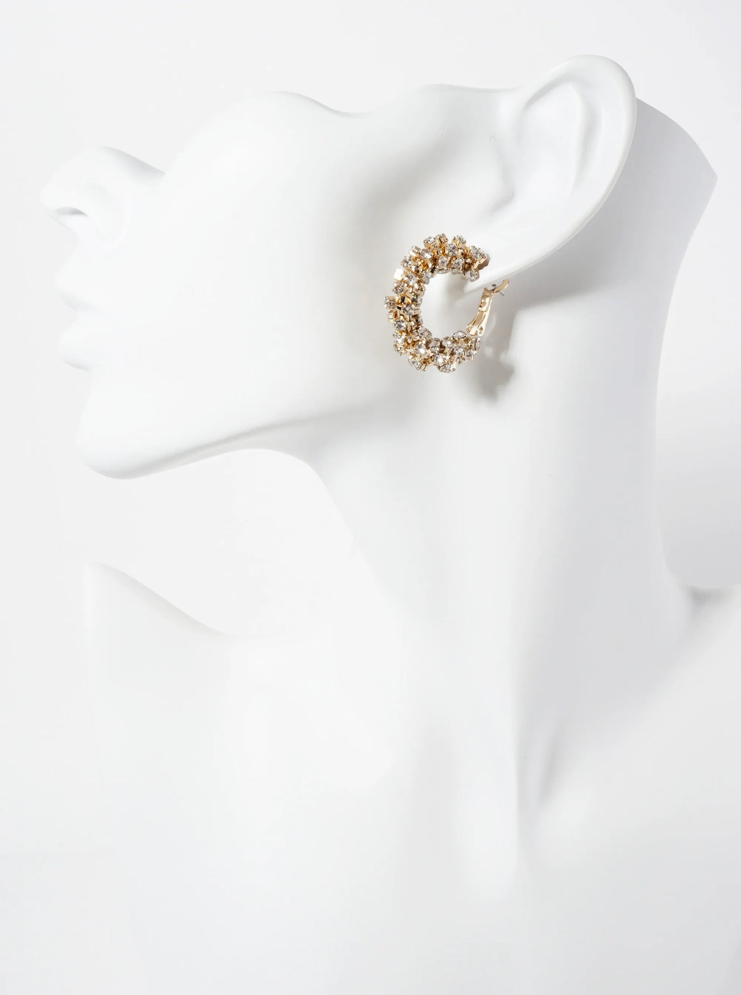25mm 14K-Gold-Dipped Crystal Wrap Latch-Back Hoop Earrings
