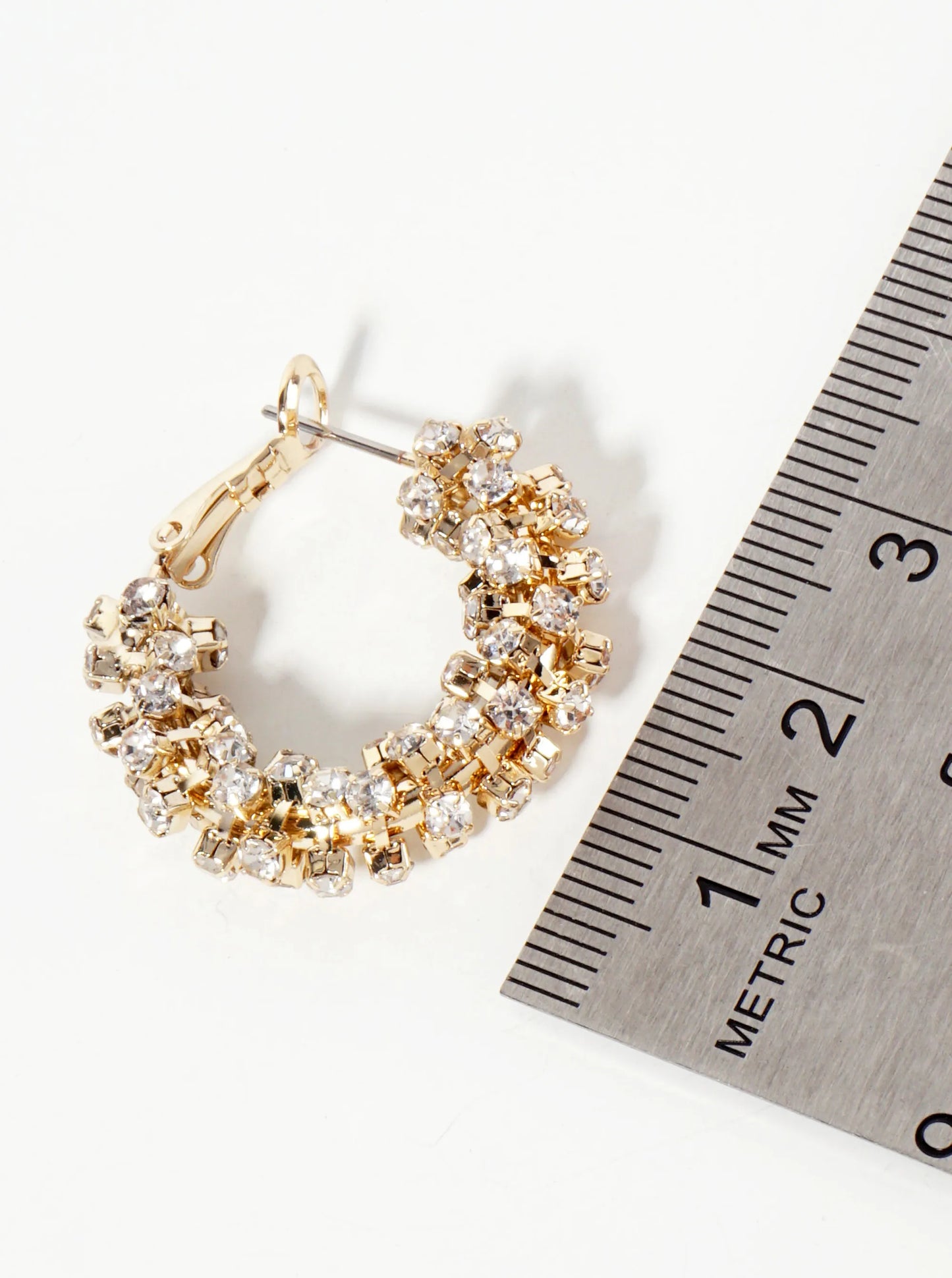 25mm 14K-Gold-Dipped Crystal Wrap Latch-Back Hoop Earrings