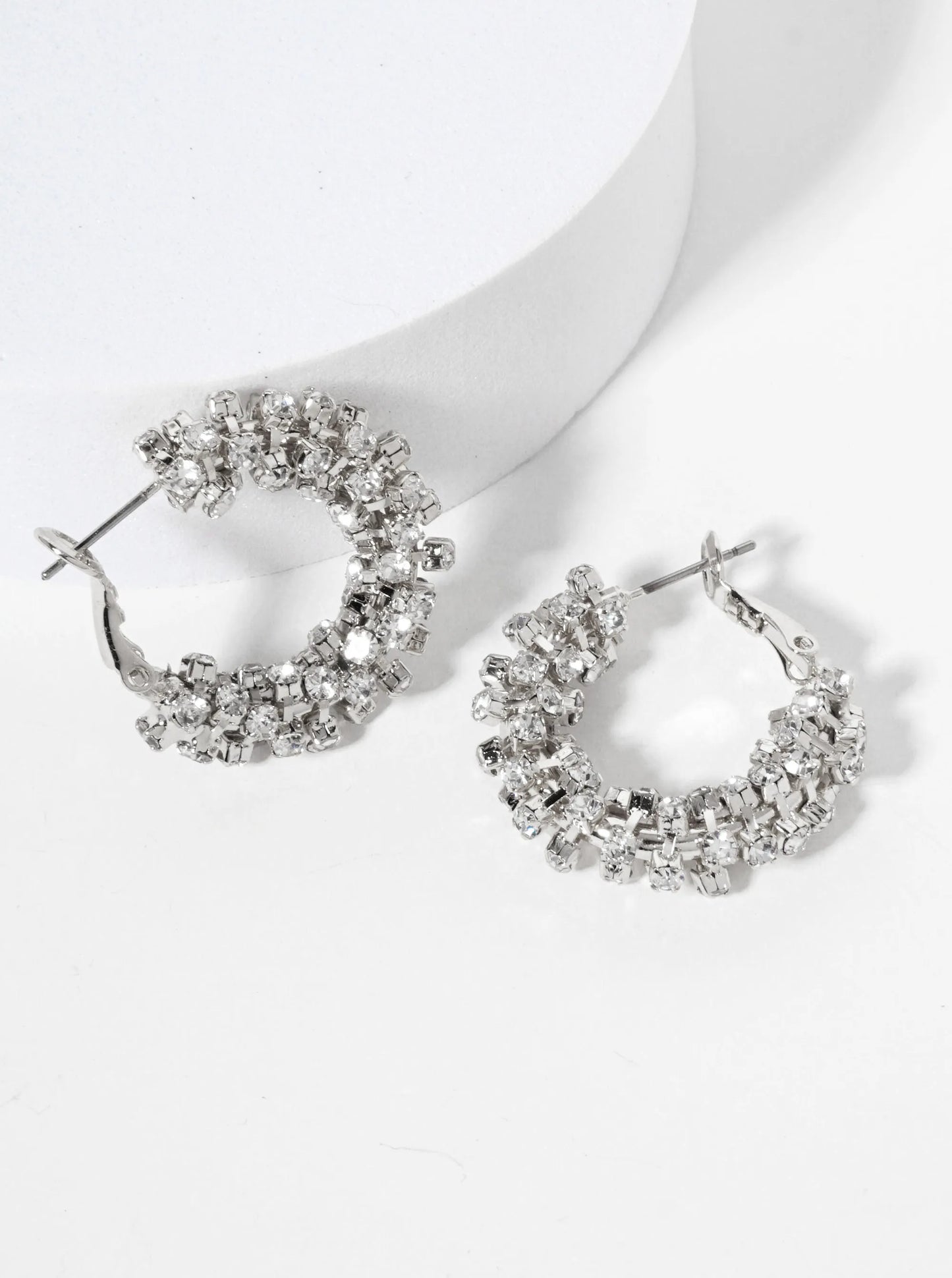 25mm 14K-Gold-Dipped Crystal Wrap Latch-Back Hoop Earrings