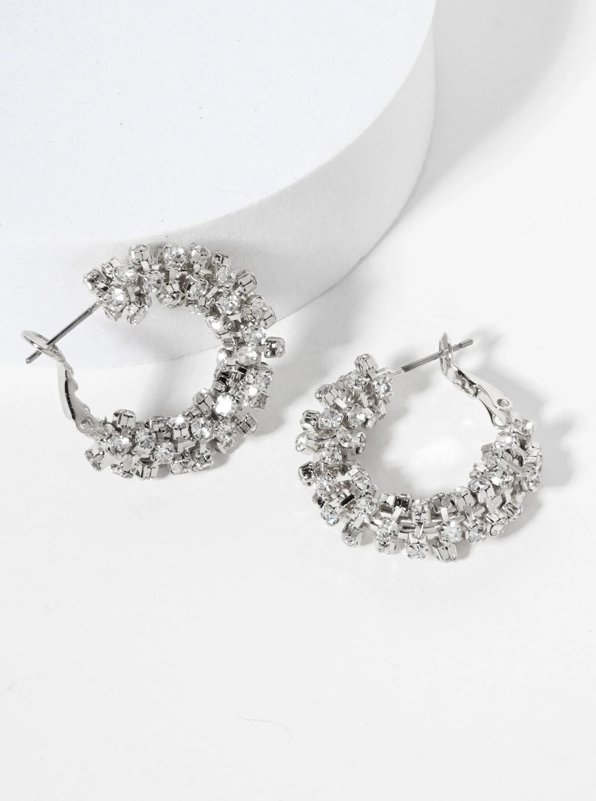 25mm 14K-Gold-Dipped Crystal Wrap Latch-Back Hoop Earrings