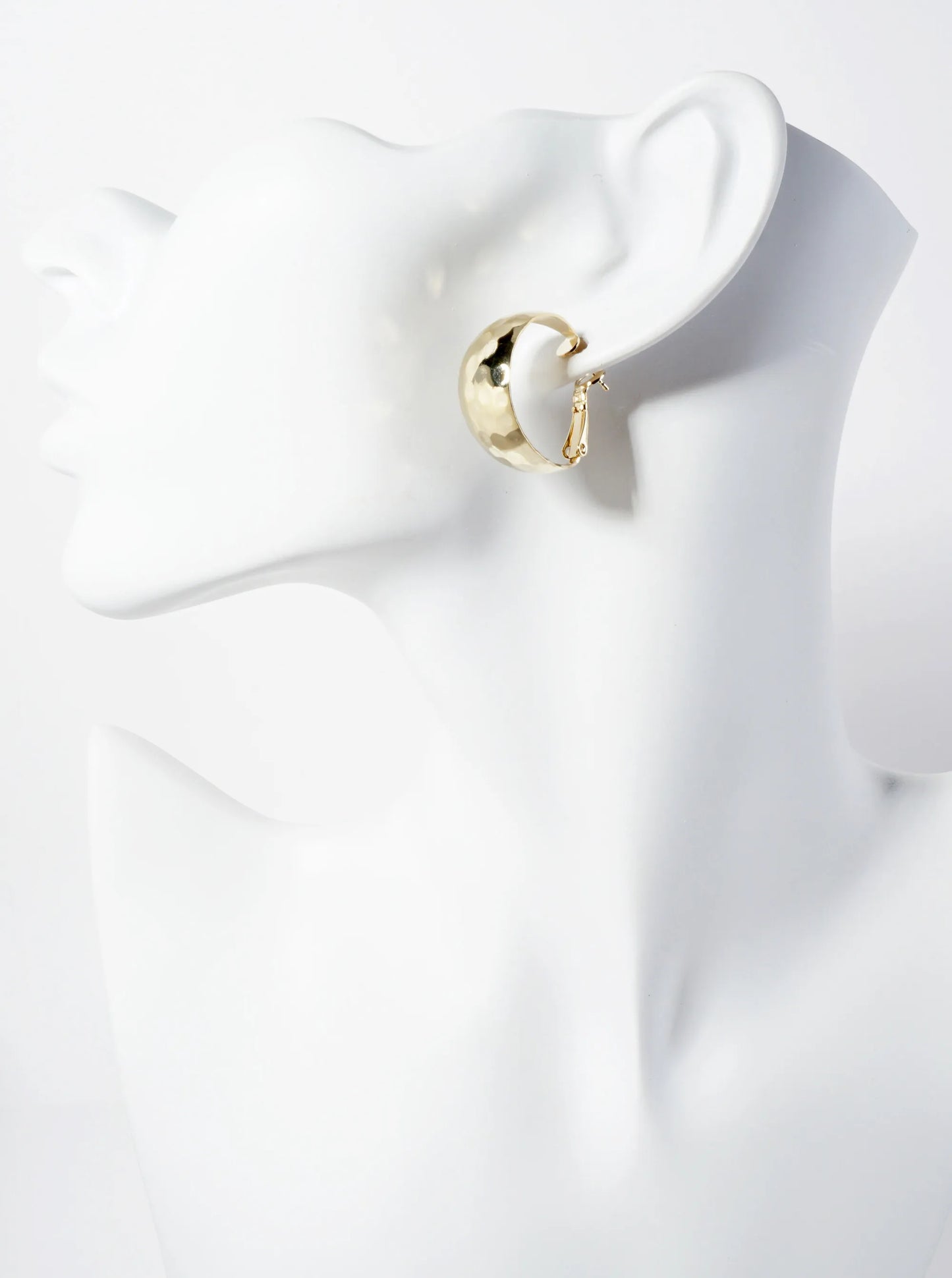 25mm 14K-Gold-Dipped Hammered-Texture Tapered Latch-Back Hoop Earrings