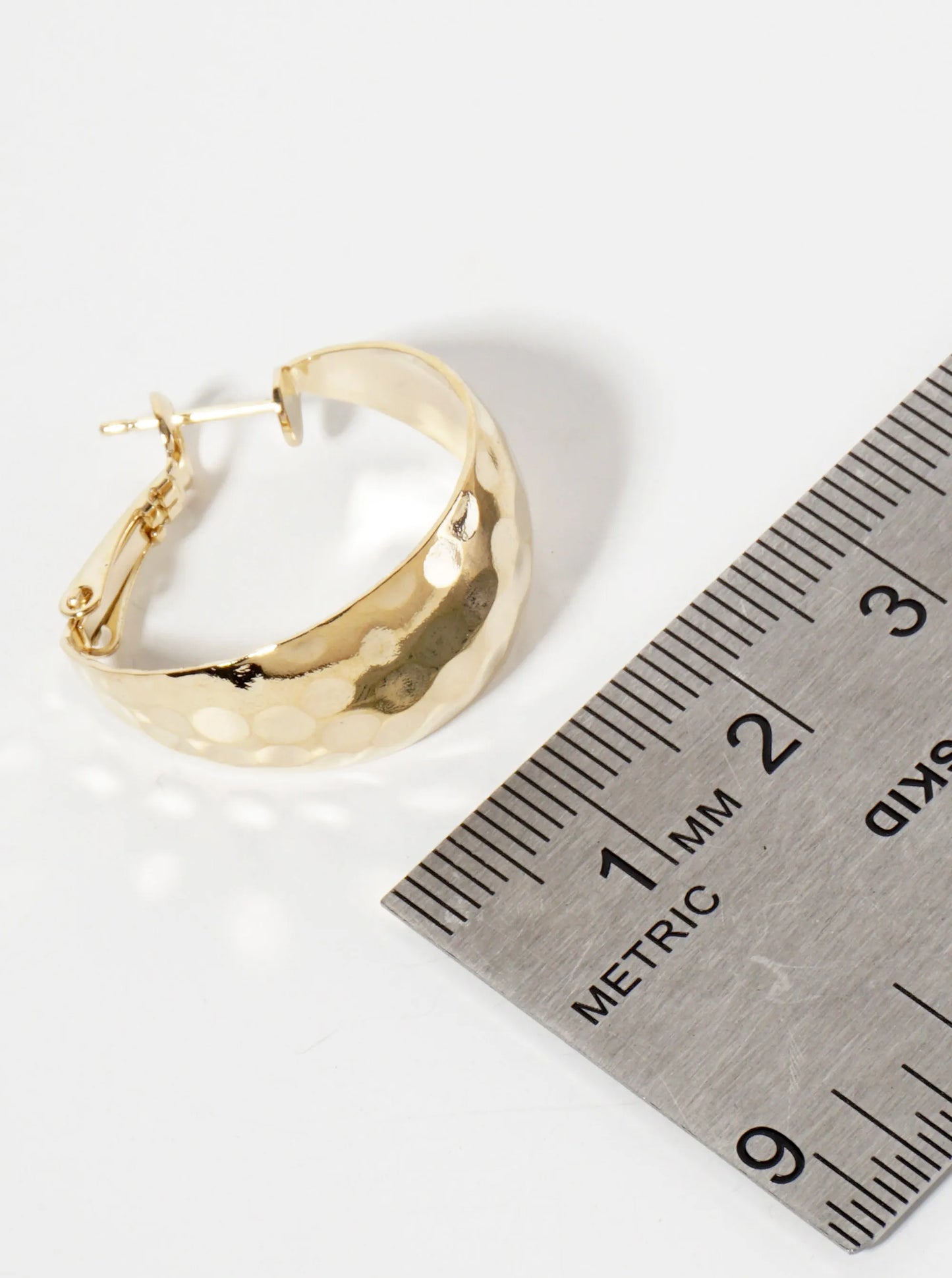 25mm 14K-Gold-Dipped Hammered-Texture Tapered Latch-Back Hoop Earrings