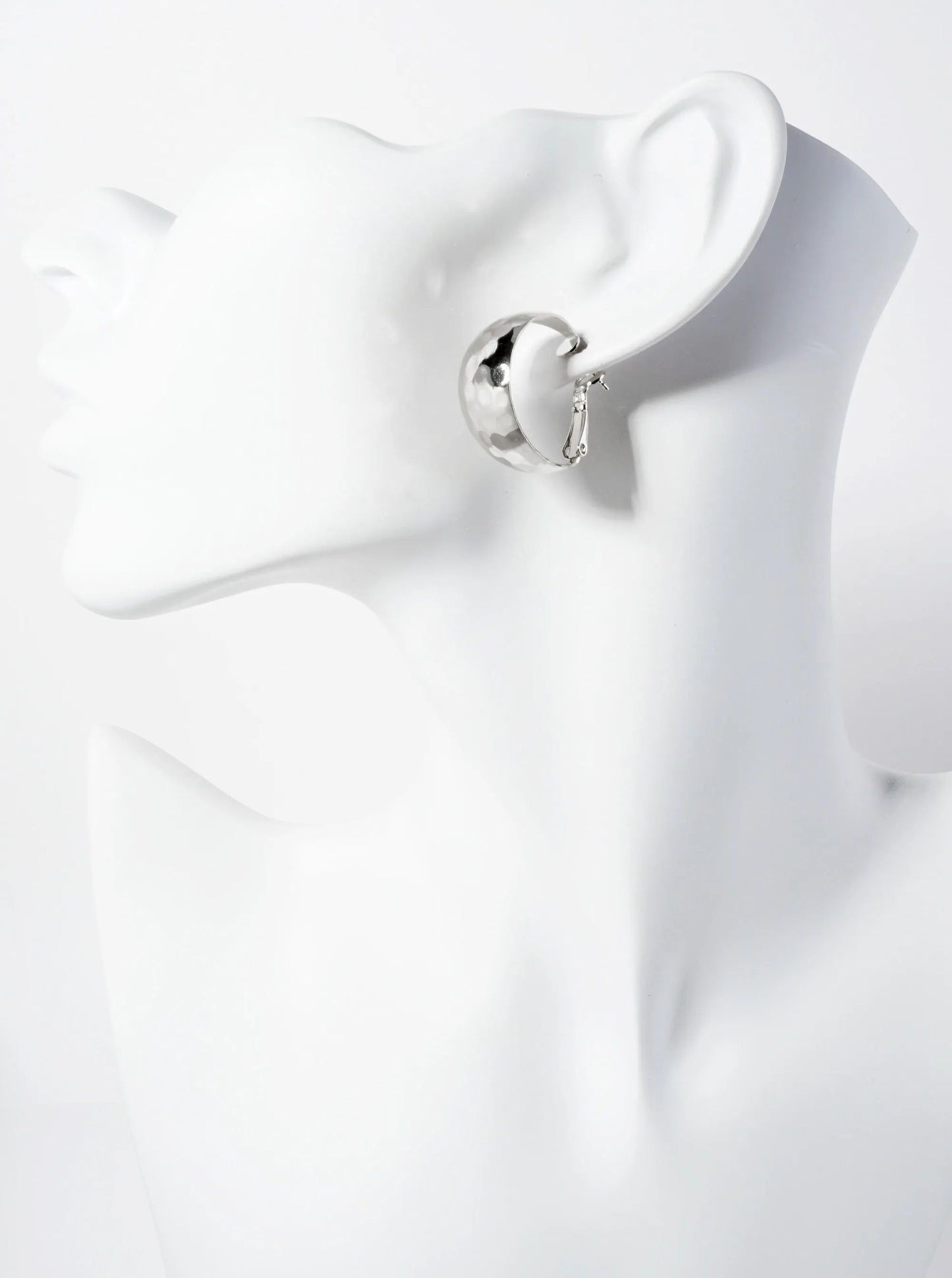 25mm 14K-Gold-Dipped Hammered-Texture Tapered Latch-Back Hoop Earrings