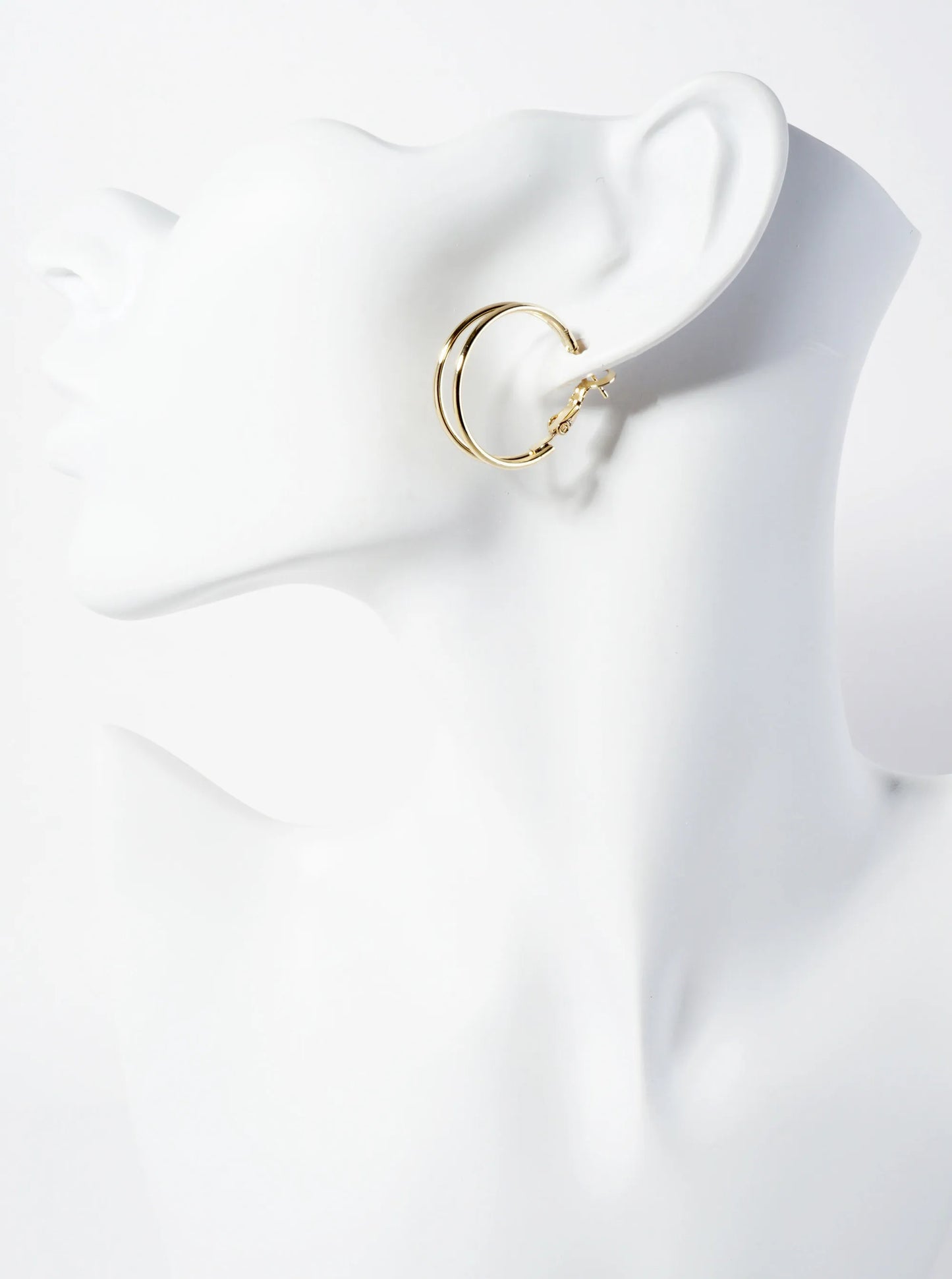 25mm 14K-Gold-Dipped Polished Brass Latch-Back Double Hoop Earrings