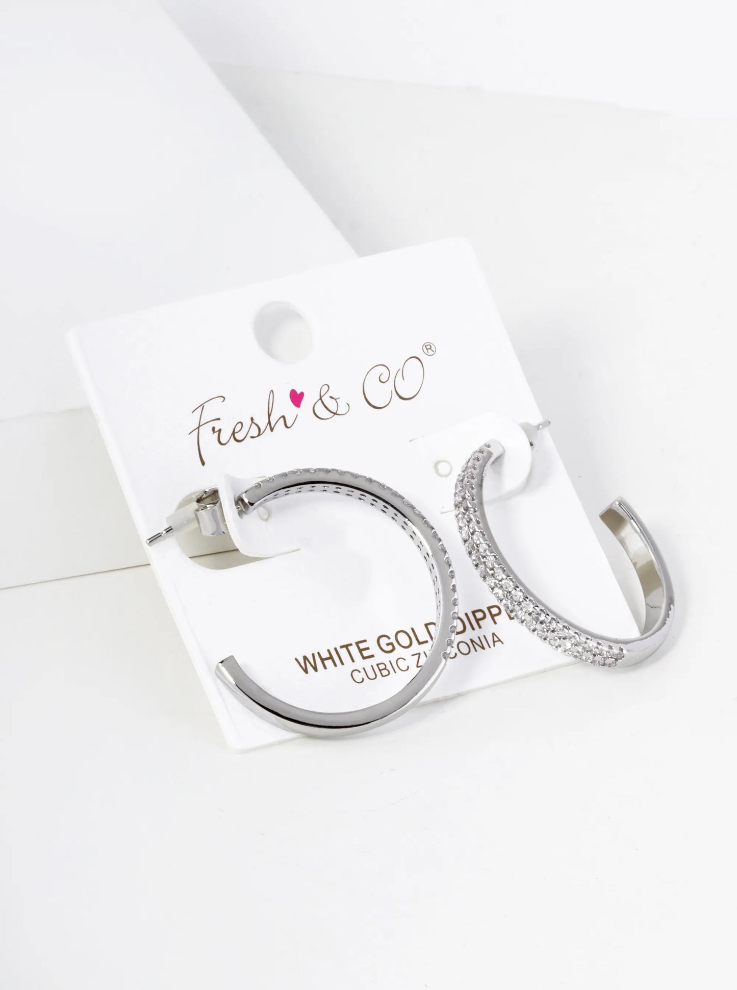 25mm 18K Gold Dipped Double Row Micro Pave Cubic Zirconia Open Hoop Earrings