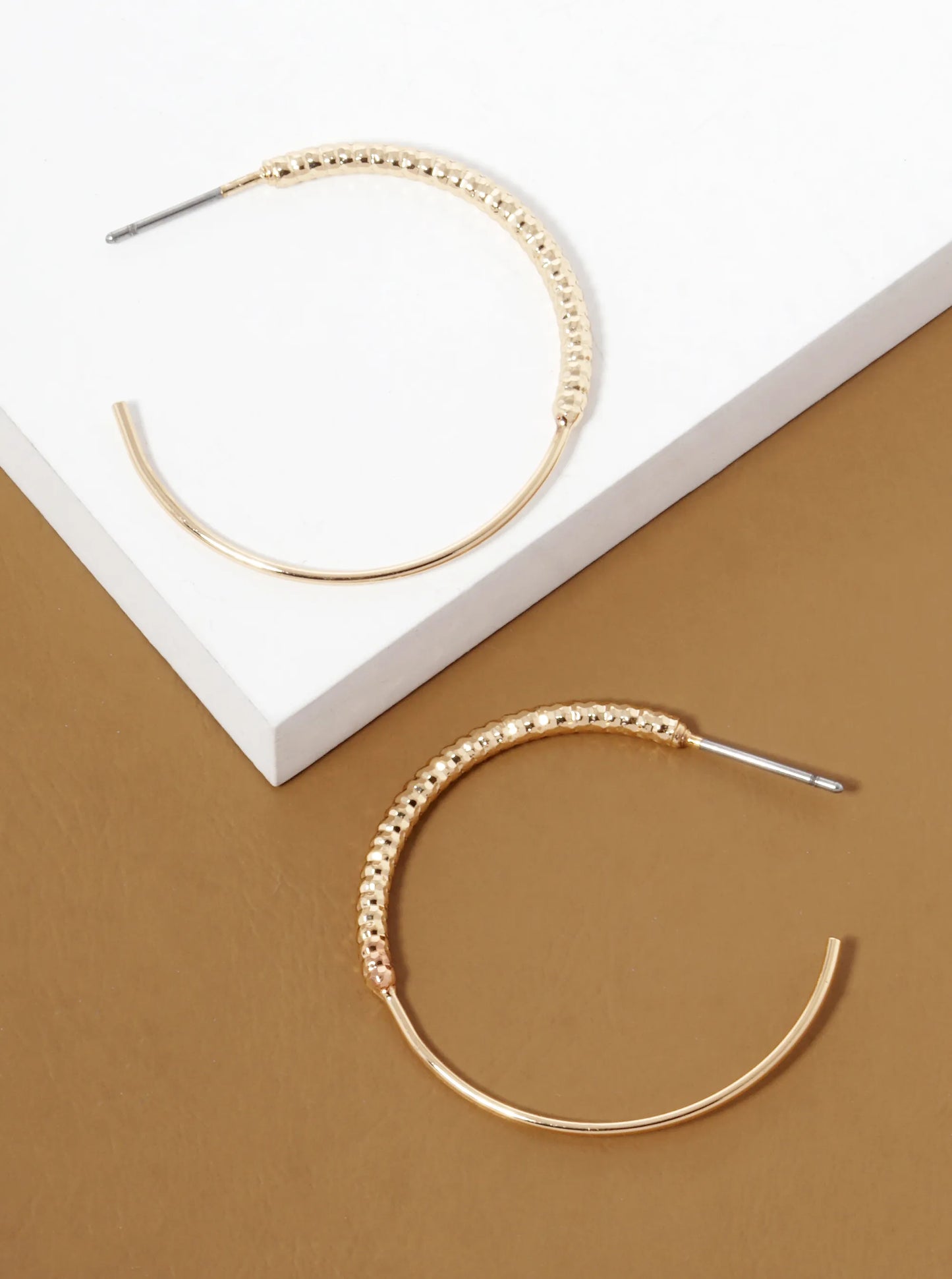 25mm Delicate Textured Metal Hoop Earrings