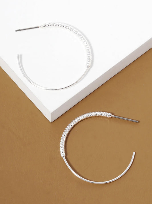 25mm Delicate Textured Metal Hoop Earrings
