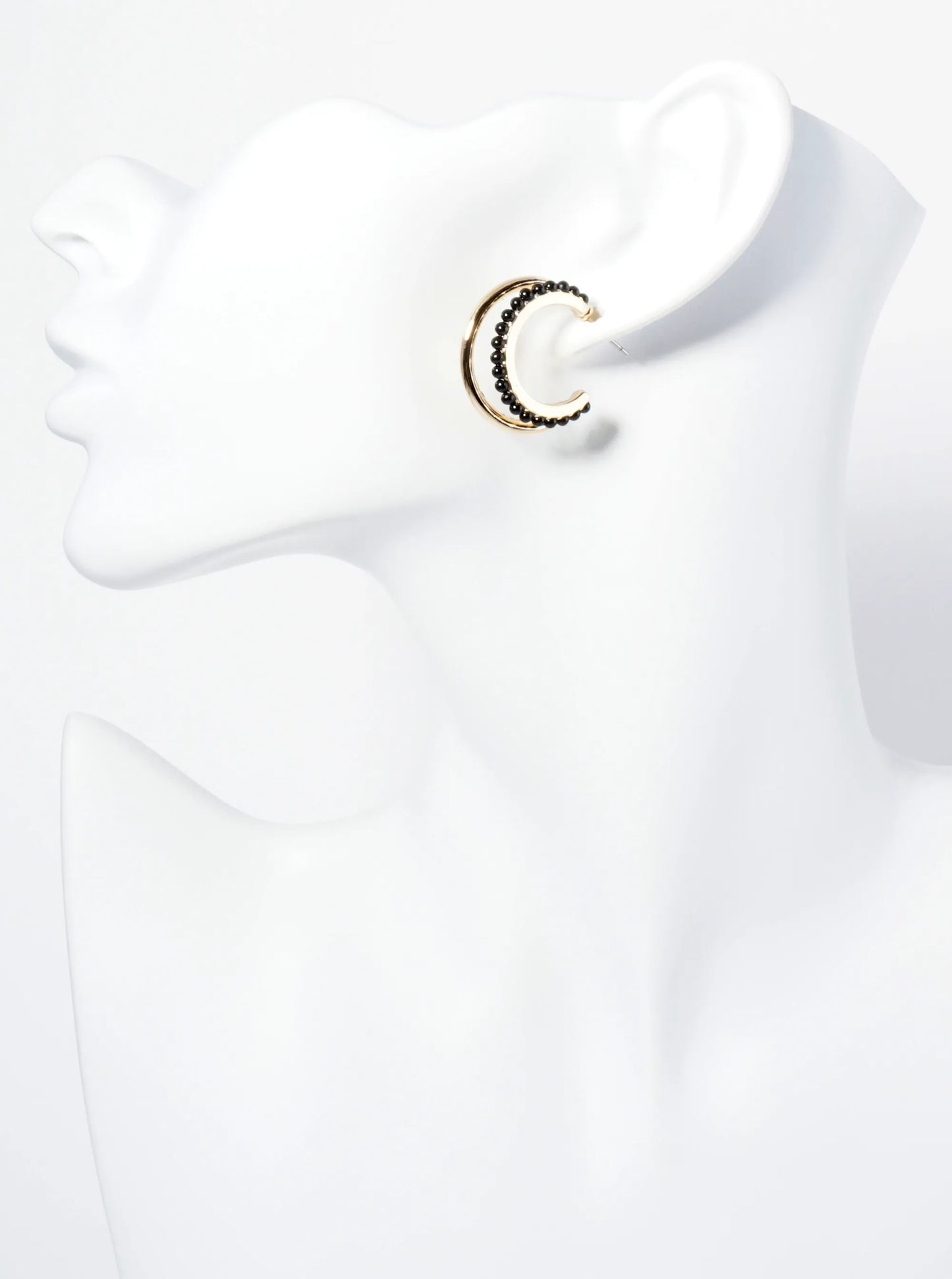 25mm Double Hoop Earrings With Ball Texture Accents