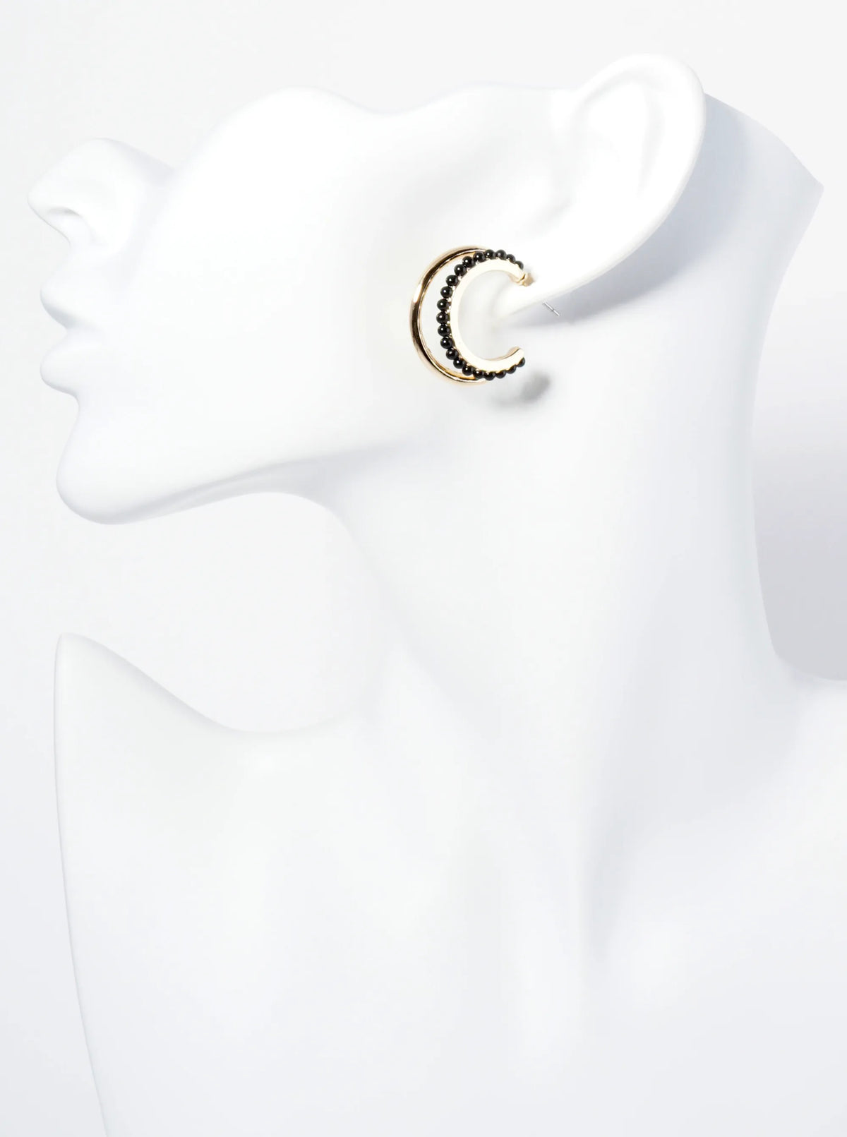 25mm Double Hoop Earrings With Ball Texture Accents