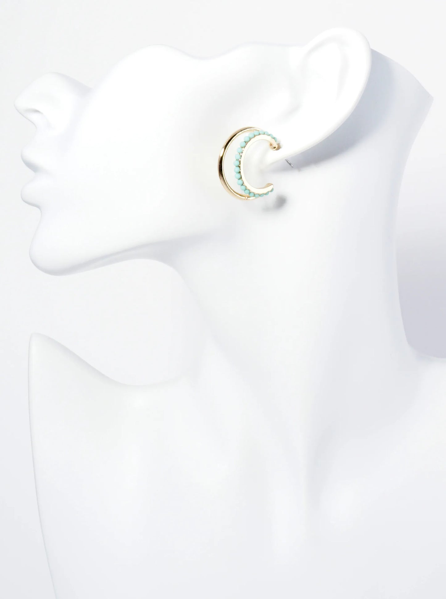 25mm Double Hoop Earrings With Ball Texture Accents