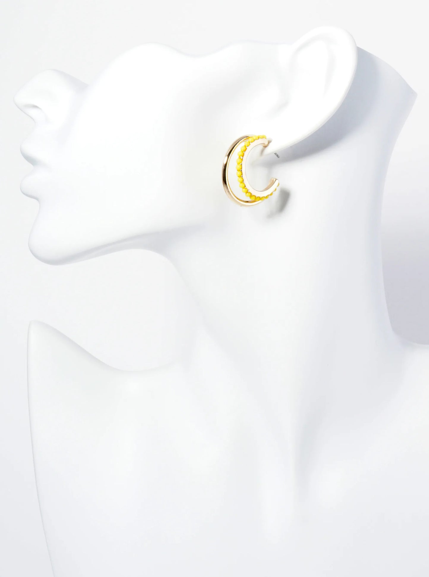 25mm Double Hoop Earrings With Ball Texture Accents