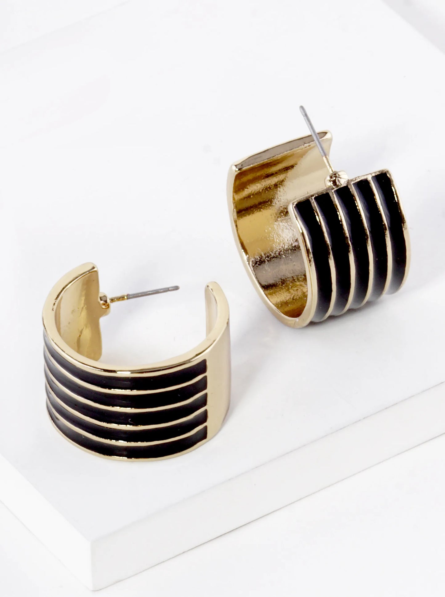 25mm Enamel Filled Wide Hoop Earrings