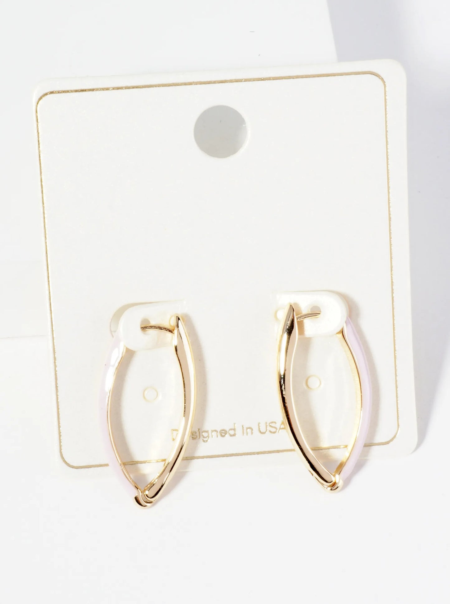 25mm Enamel Marquise Shape Minimalist Huggie Hoop Earrings