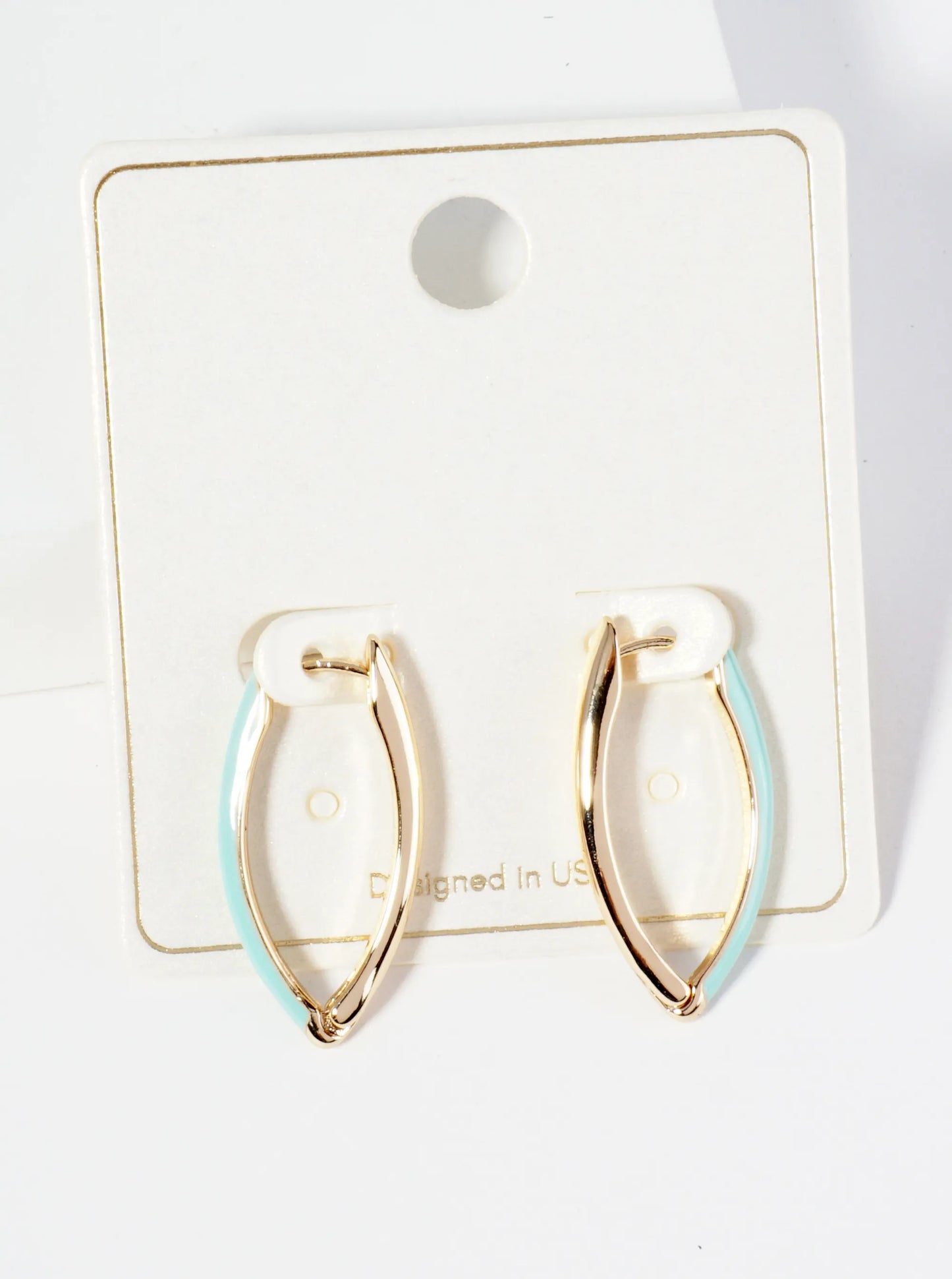 25mm Enamel Marquise Shape Minimalist Huggie Hoop Earrings