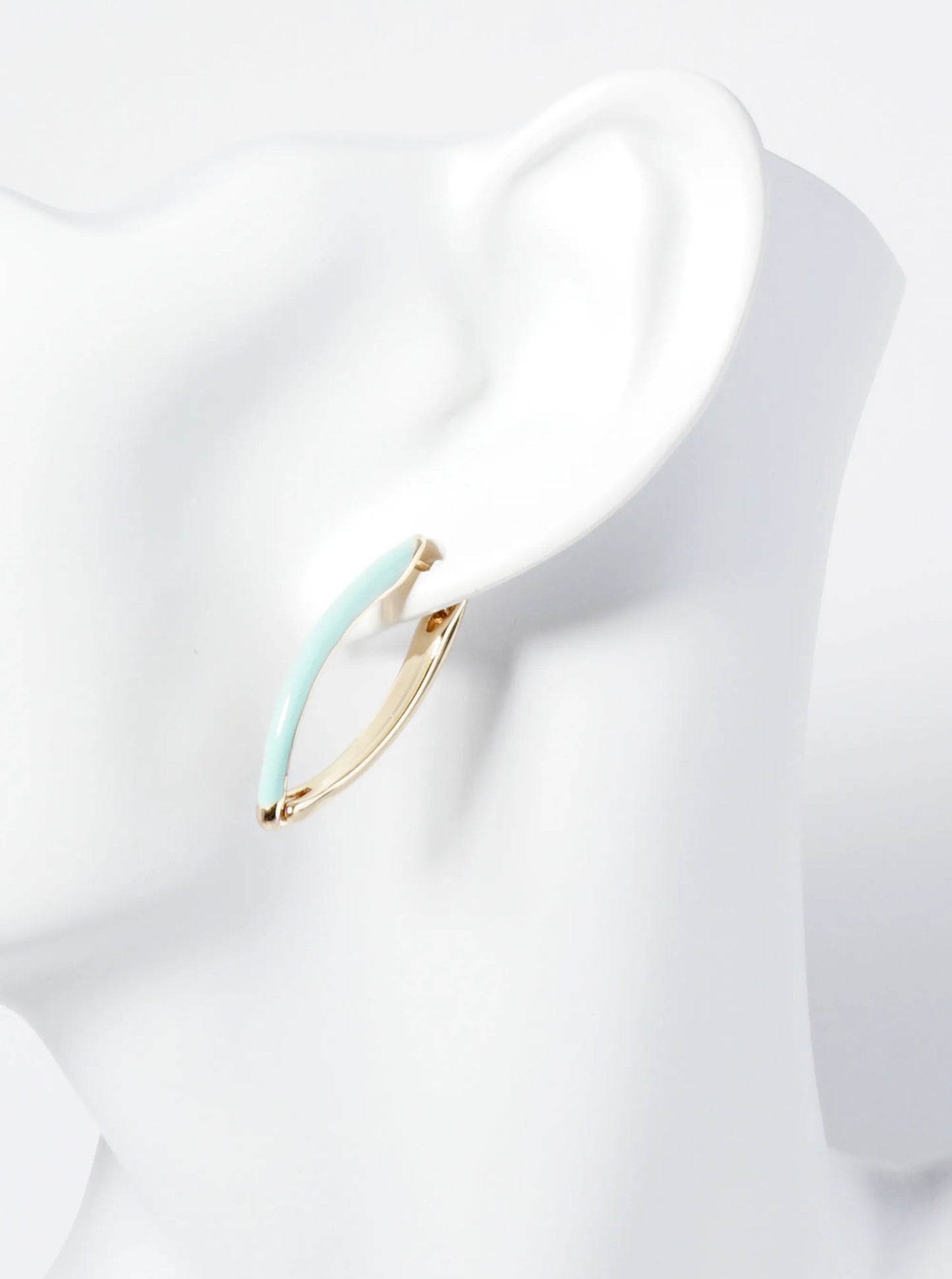 25mm Enamel Marquise Shape Minimalist Huggie Hoop Earrings