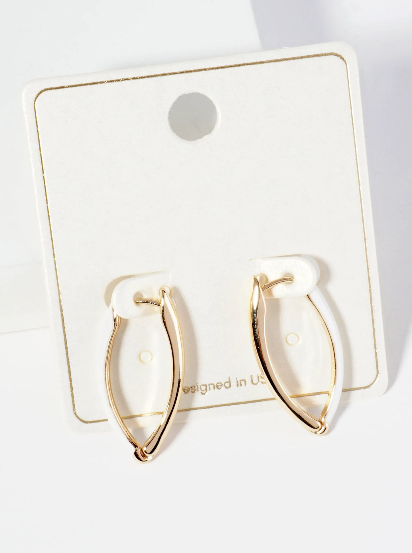 25mm Enamel Marquise Shape Minimalist Huggie Hoop Earrings